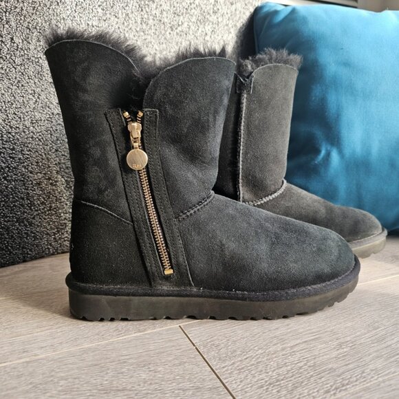 UGG Bailey Zip Short Black Boots - Women's - Picture 3 of 16